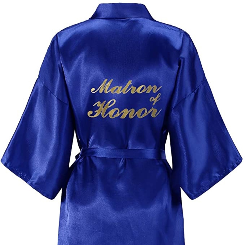 Matron-of-Honor robe and wine glass